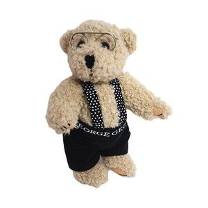 Vintage OPI George Teddy Bear Jointed Plush Stuffed Animal with Glasses Advertis